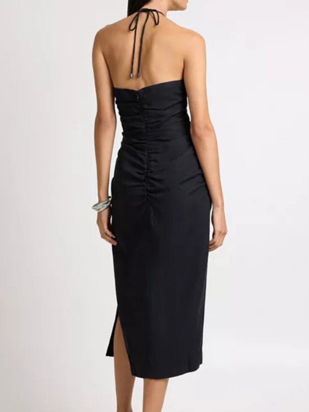 Air Linen Ruched Halter Dress - ONIA - Picture 3 of 3